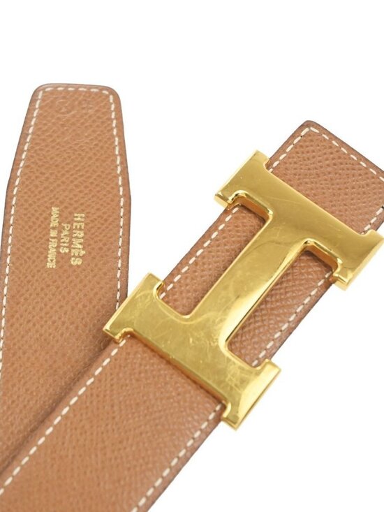 HERMES Logo Constant Reversible Buckle Belt Size 70 Leather Black BN GHW 82RL951 main image 15